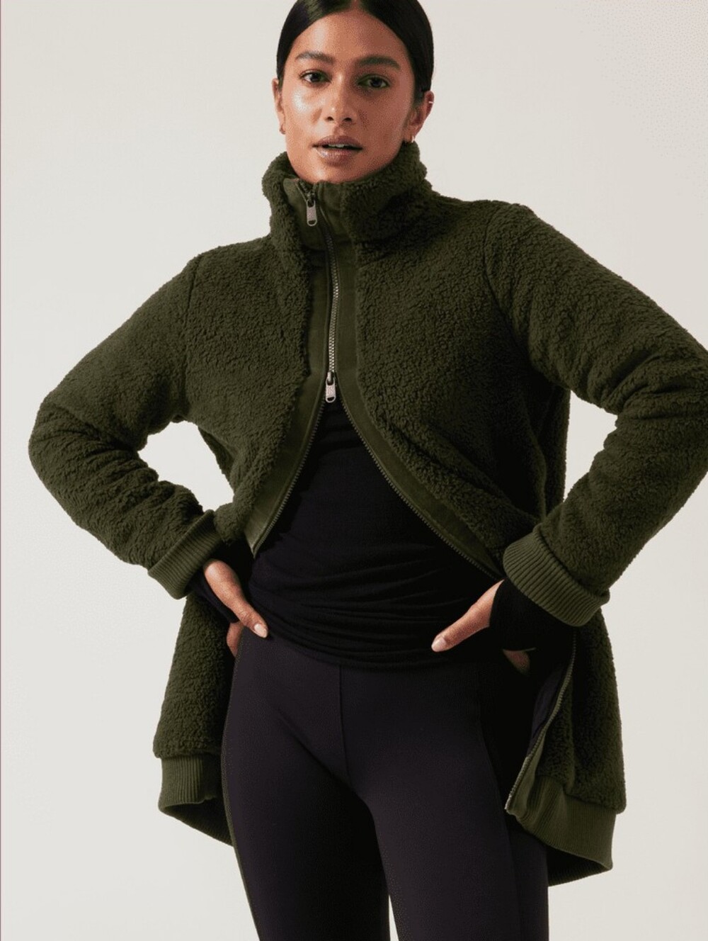 Athleta Longline Tugga Sherpa Jacket, Size Large Tall